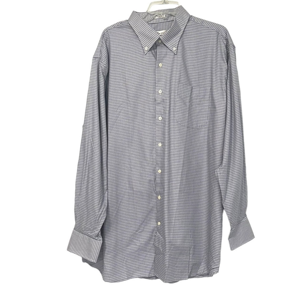 Peter Millar Blue White Plaid Button Down Long Sleeve Shirt Size XXL
